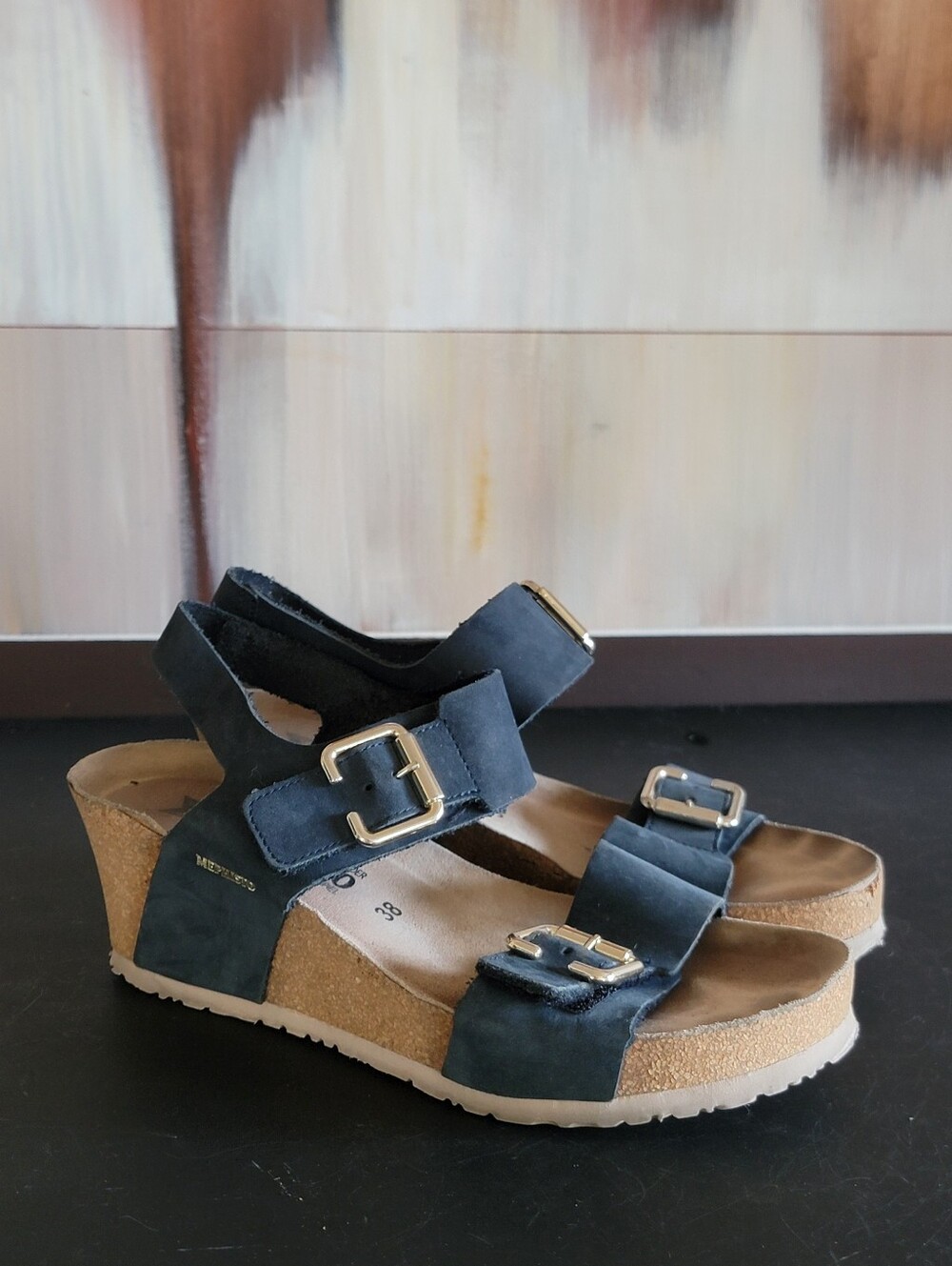 Mephisto Women's Lissandra Wedge Sandal, Black, Size 38 EUR US 7